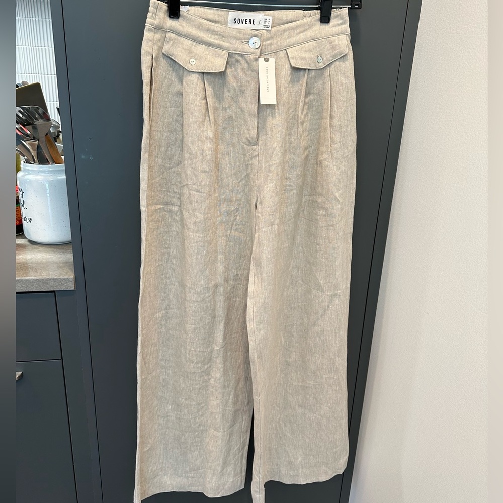 Anthropologie linen wide leg pants